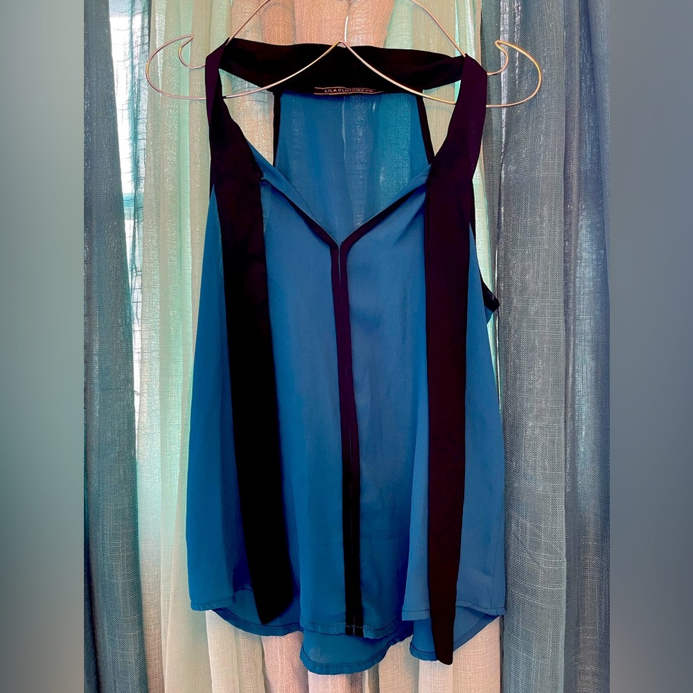 Deep teal halter top.
